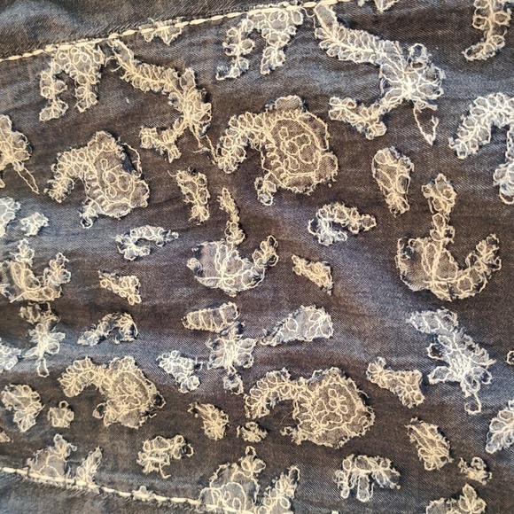 Kim Rogers Peasant Neckline 3/4 Sleeve Embroidered Appliqued Poet Blouse Blue 1X - Picture 8 of 11